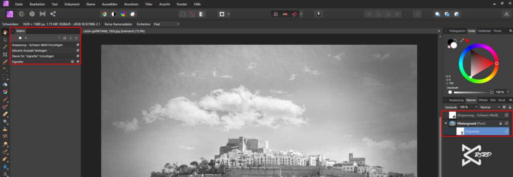 Affinity Photo Makro erster Schritt