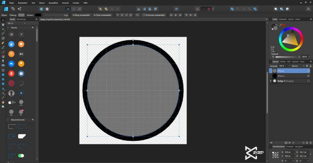 Bild aus dem Affinity Designer zum Thema Grundformen Nutzen um Grafiken zu erstellen.