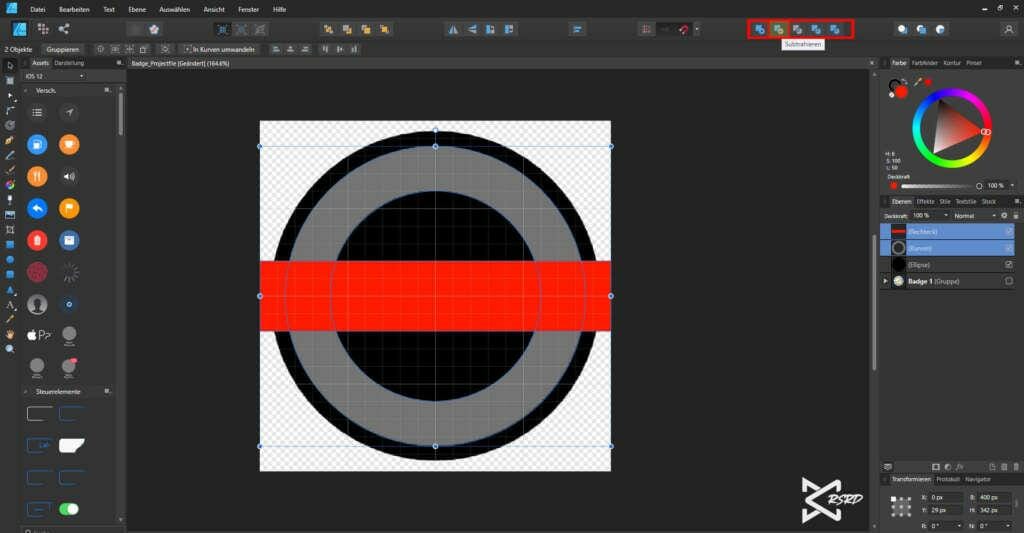 Bild aus dem Affinity Designer zum Thema Grundformen Nutzen um Grafiken zu erstellen.